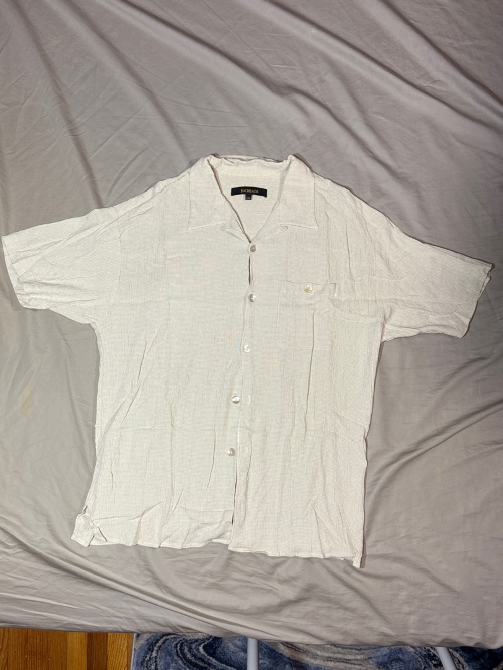 Bachrach Lightweight White Short-Sleeve Button-Down Shirt